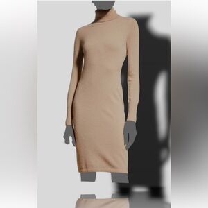 Neiman Marcus Women's Beige Cashmere Turtleneck Sweater Dress Small